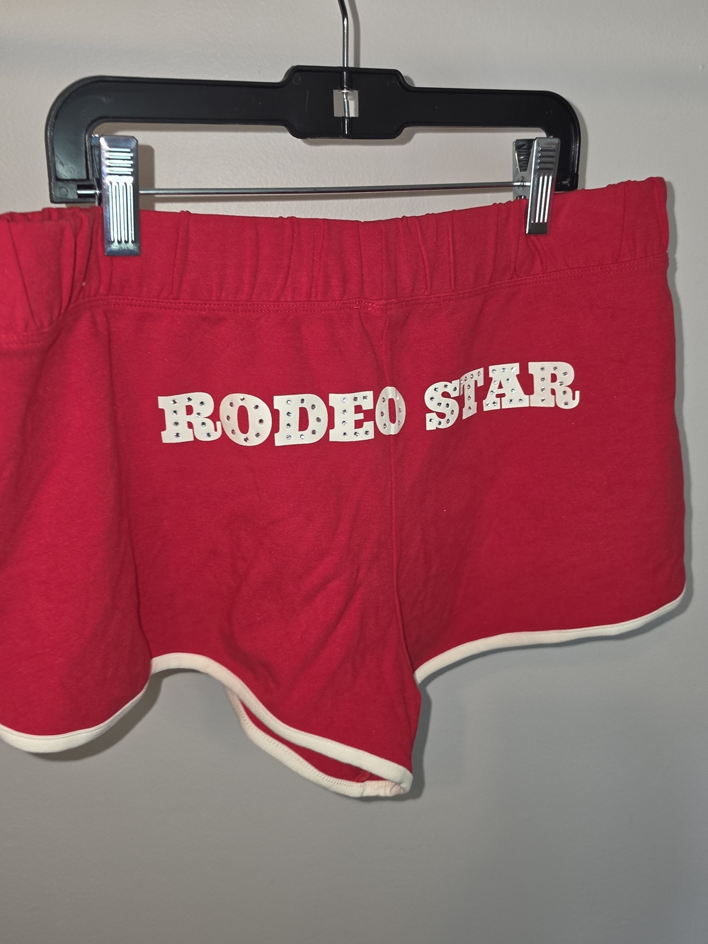 PINK Victoria's Secret Red 'RODEO STAR' Athletic Shorts with White Trim